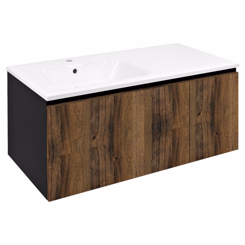 SAPHO - LOREA skrinka 100x46x51,5cm (70+30cm), ľavá, dub collingwood/čierna matná LE070-1935-L-03
