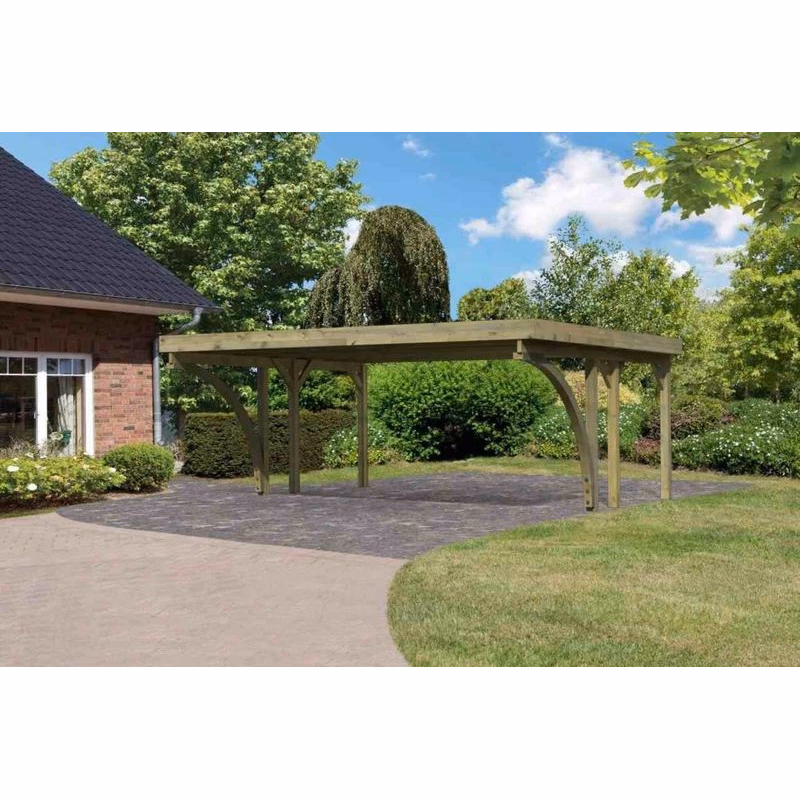 Drevený prístrešok / carport CLASSIC 1C s plechmi Lanitplast