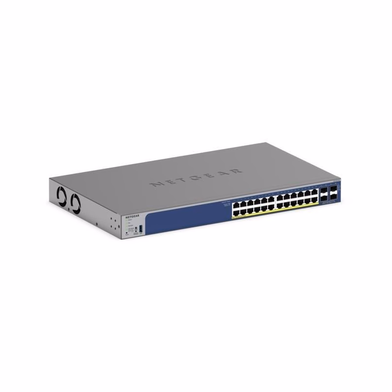 Netgear 24-Port Gigabit Ethernet, PoE+, Smart Switch, 4 SFP+ Ports (190W) - GS728TXP