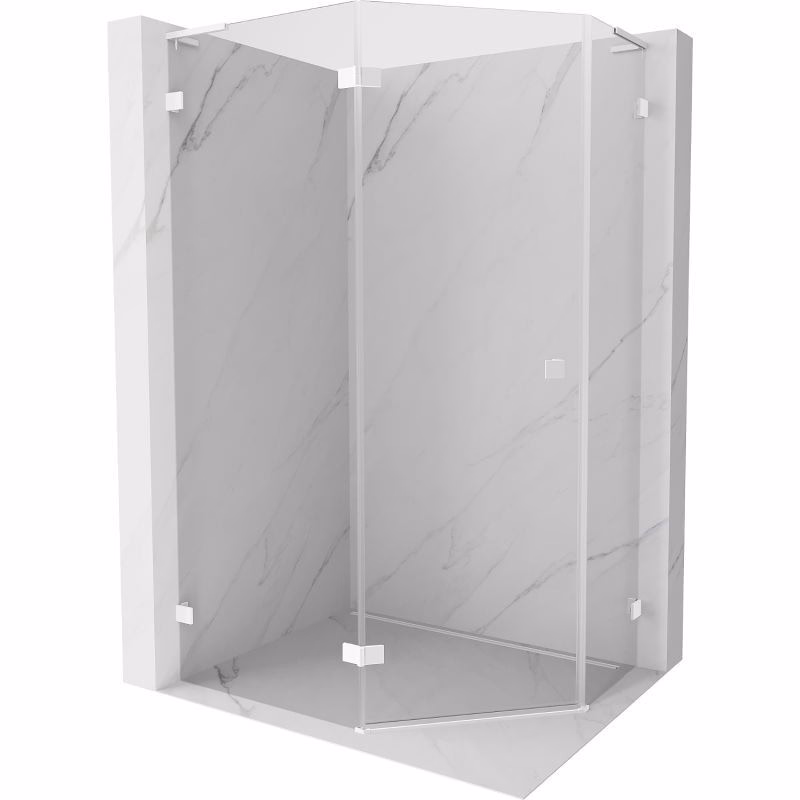 MEXEN/S - Lunar L sprchový kút päťboký krídlový ľavá 90 x 80, transparent, biela 831L-090L-080P-20-00-L