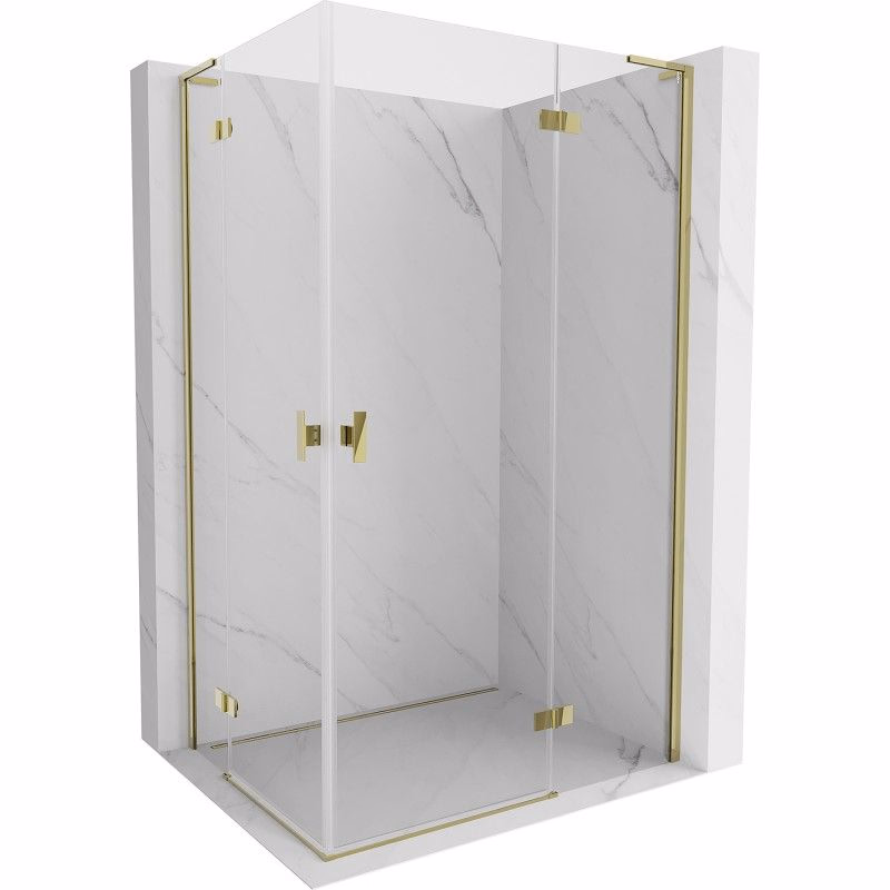 MEXEN/S - Mist-H L Duo sprchovací kút dvere krídlové 80 x 105, transparent, zlato 8A5L-080L-105P-50-00