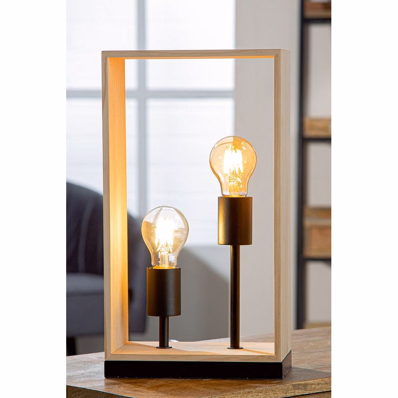 Stolová lampa s dreveným rámom "Scatola"