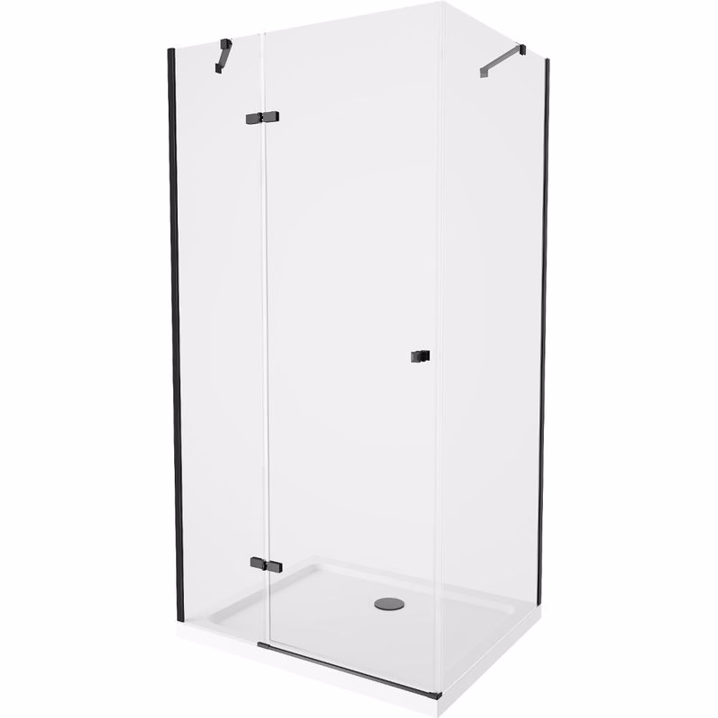 MEXEN/S - Roma sprchovací kút 70x120, transparent, čierna + biela vanička so sifónom 854-070-120-70-00-4010B
