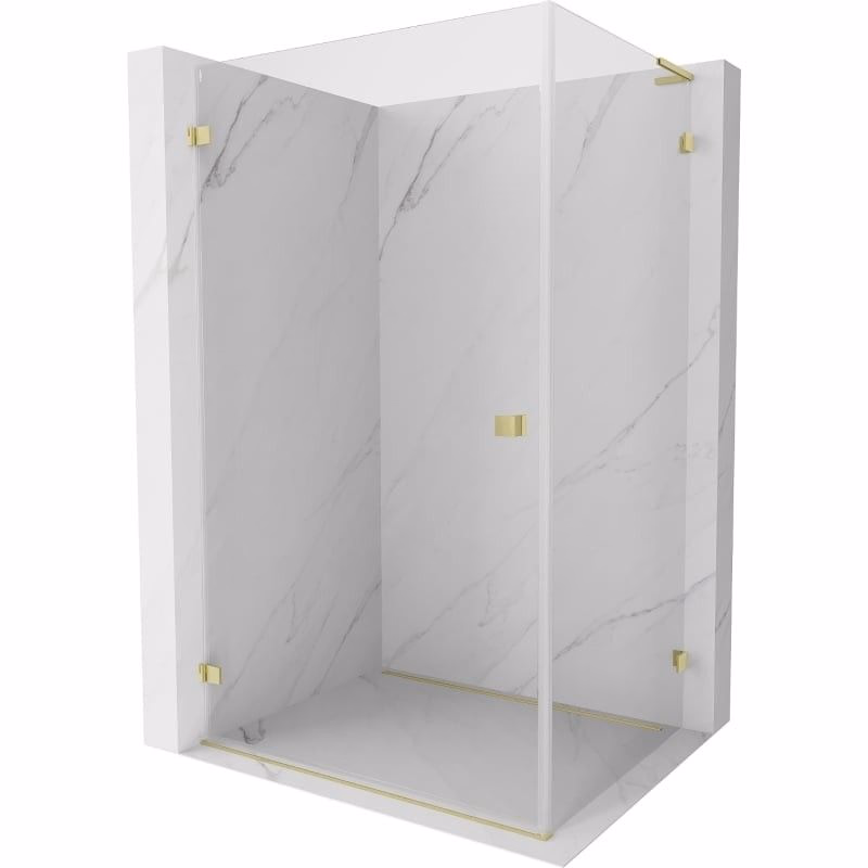 MEXEN/S - Lunar-B L sprchový kút dvere krídlové ľavá 90 x 70, transparent, zlato kartáčovaná 832L-090-070-55-00-L