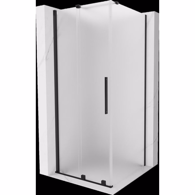 MEXEN/S - Velár sprchovací kút, posuvné dvere 90 x 90, dekor, čierna 871-090-090-31-70