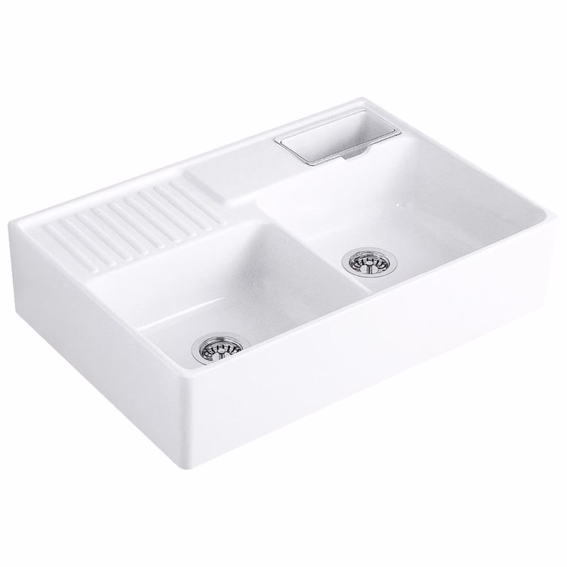 VILLEROY & BOCH VILLEROY & BOCH - Keramický drez Double-bowl sink Stone white modulový 895 x 630 x 220 bez excentra 632391RW