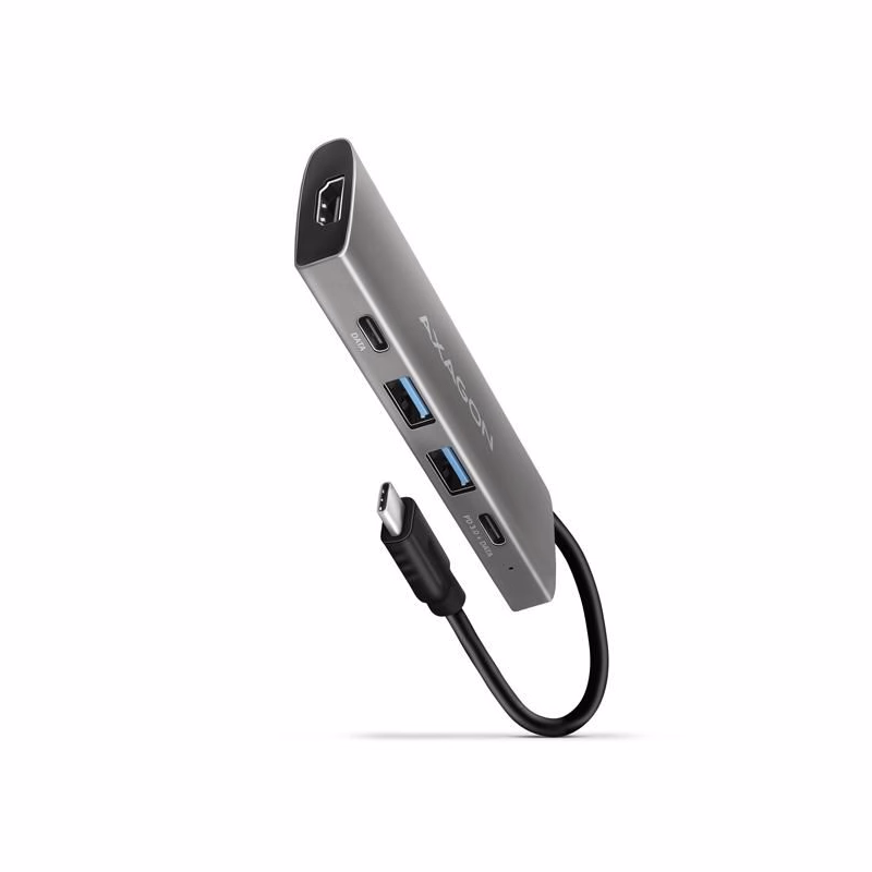 AXAGON HMC-5G21, USB 10Gb/s húb, porty 2x USB-A, 2x USB-C, HDMI 4k/30, PD 60W, kábel USB-C 13cm
