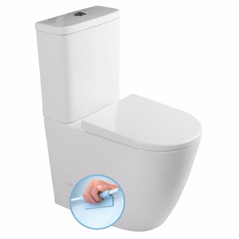 SAPHO - TURKU WC kombi, zvýšené sedenie, Rimless, spodný/zadný odpad, biela PC104WR