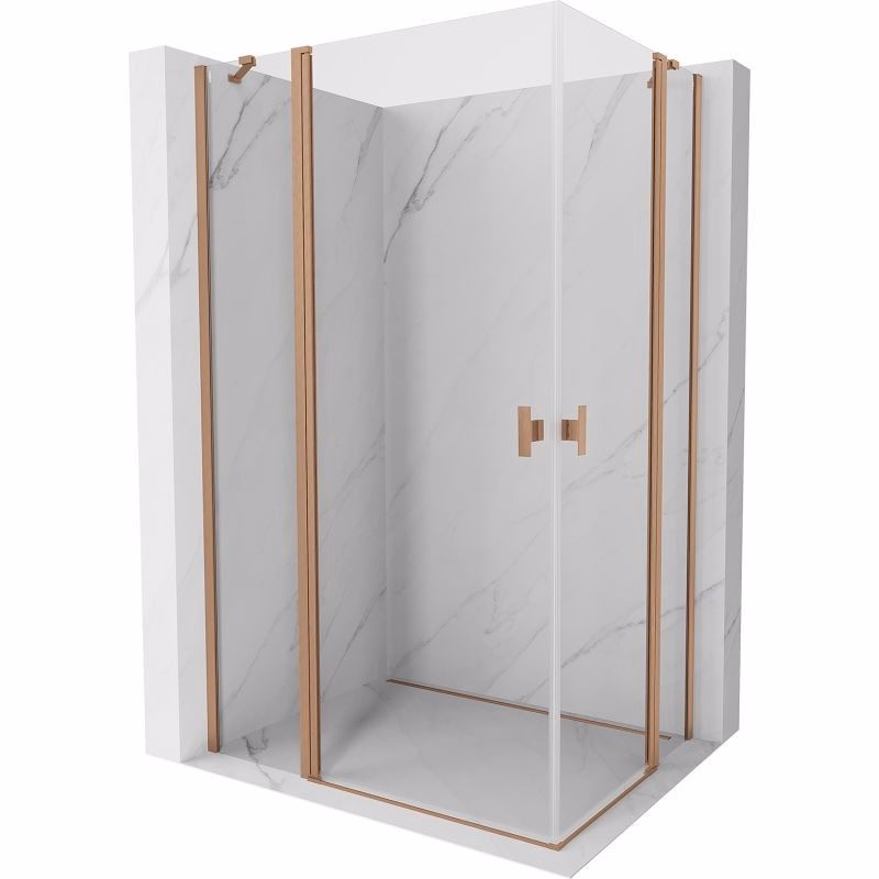 MEXEN/S - Mist Duo sprchovací kút dvere krídlové 100 x 95, transparent, meď kartáčovaná 8A4-100-095-65-00
