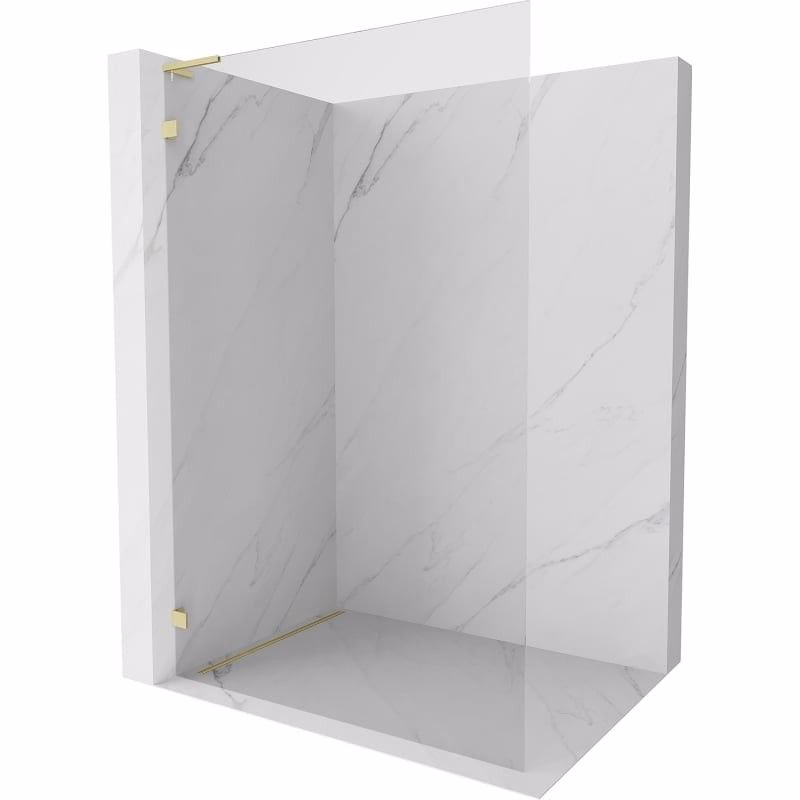 MEXEN/S - Lunar L Sprchová zástena WALK-IN ľavá 110 x 200, transparent 8 mm, zlato kefovaná 830L-110-000-55-00-L
