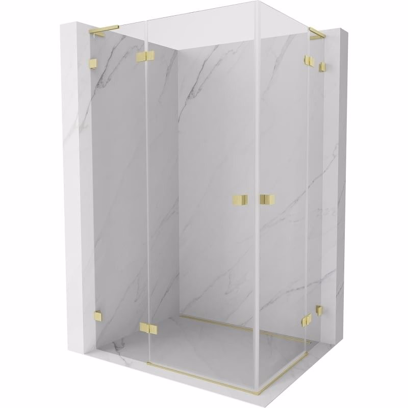 MEXEN/S - Lunar L Duo sprchovací kút dvere krídlové 100 x 95, transparent, zlato kefovaná 834L-100L-095P-55-00