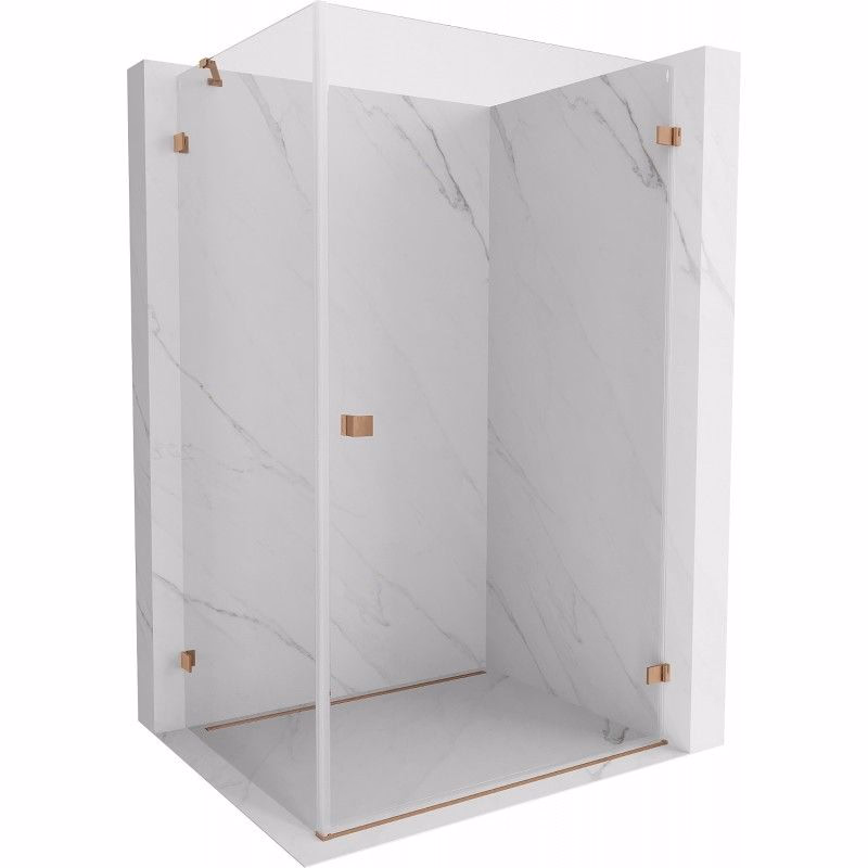 MEXEN/S - Lunar-B L sprchový kút dvere krídlové pravá 90 x 80, transparent, meď kartáčovaná 832L-090-080-65-00-P