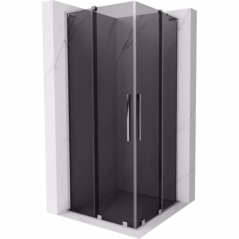 MEXEN/S - Velar L Duo sprchovací kút, posuvné dvere 90 x 90, grafit, chróm 871-090-090-02-43-01