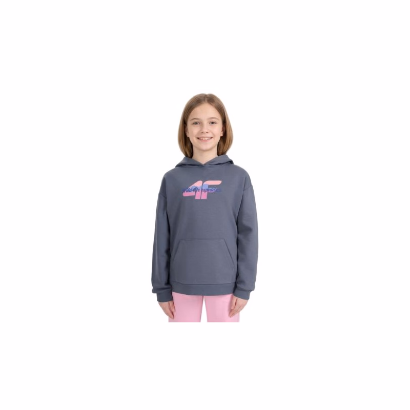 Dievčenská mikina s kapucňou 4F JUNIOR SWEATSHIRT F2270-22S-ANTHRACITE