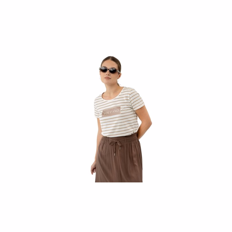 Dámske tričko s krátkym rukávom VOLCANO T-VIV -BEIGE