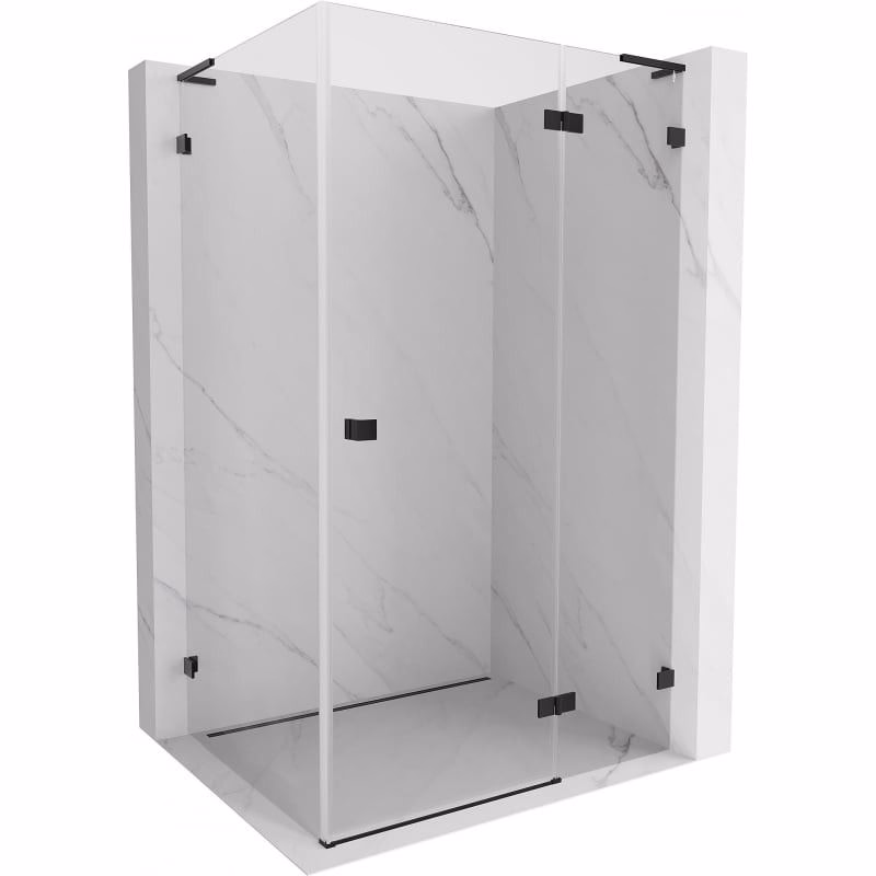 MEXEN/S - Lunar L sprchový kút dvere krídlové pravá 100 x 80, transparent, čierna 834L-100-080-70-00-P