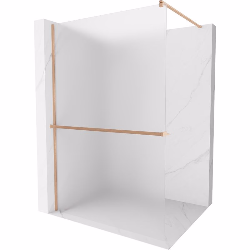 MEXEN/S - Kioto+ Sprchová zástena s poličkou WALK-IN 100 x 200, dekor, meď kartáčovaná 800-100-121-65-30