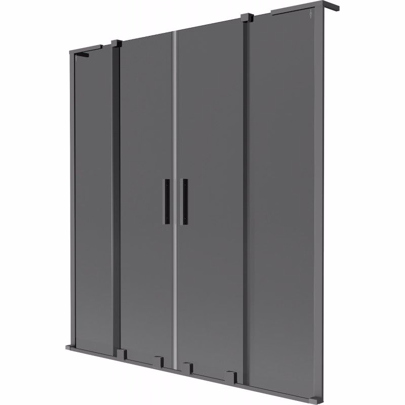 MEXEN/S - Velar L Duo dvojkrídlová posuvná vaňová zástena 140 x 150, grafit, grafit metal 896-140-003-42-95