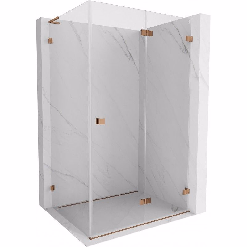 MEXEN/S - Lunar-F L sprchovací kút skladacie dvere pravá 85 x 80, transparent, ružové zlato 836L-085-080-60-00-P