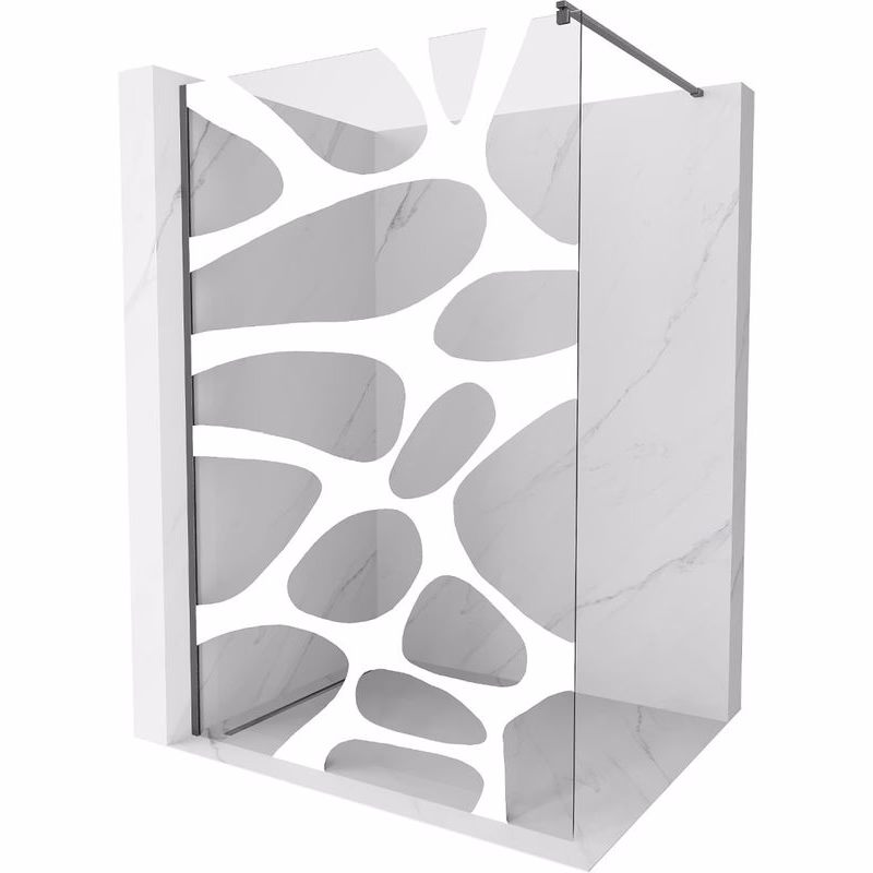 MEXEN/S - Kioto Sprchová zástena Walk-in 100 x 200, biely vzor 8 mm, grafit kartáčovaná 800-100-101-66-97