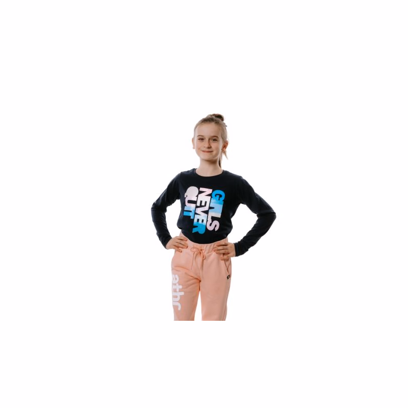 Dievčenské tričko s dlhým rukávom AUTHORITY KIDS T-NEVER navy