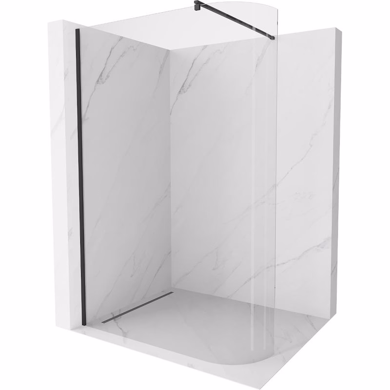 MEXEN/S - Kioto Sprchová zástena WALK-IN zaoblená 120 x 200, transparent 8 mm, čierna 800-120-101-70-06