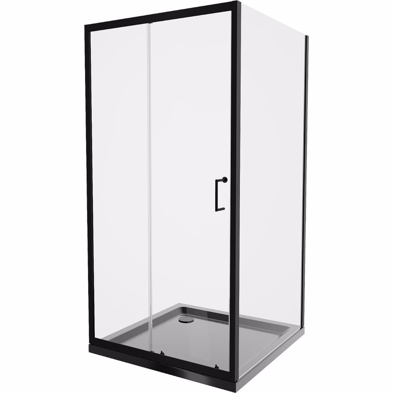 MEXEN/S - Apia Sprchovací kút 90x90, transparent, čierna + vanička so sifónom 840-090-090-70-00-4070B