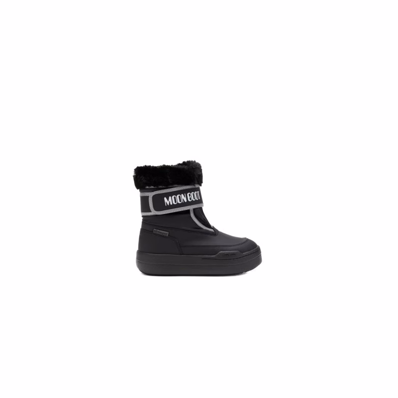 Juniorské vysoké zimné topánky MOON BOOT MB JR PARK STRAP, N001 BLACK