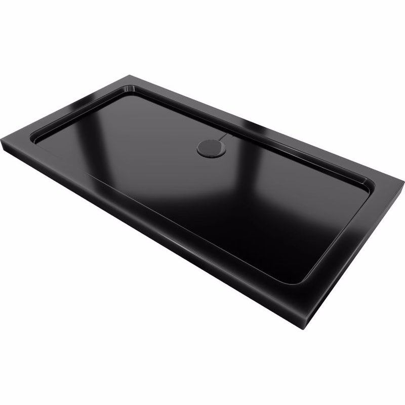MEXEN/S - Flat sprchová vanička obdĺžniková slim 140 x 70, čierna + čierny sifón 40707014B