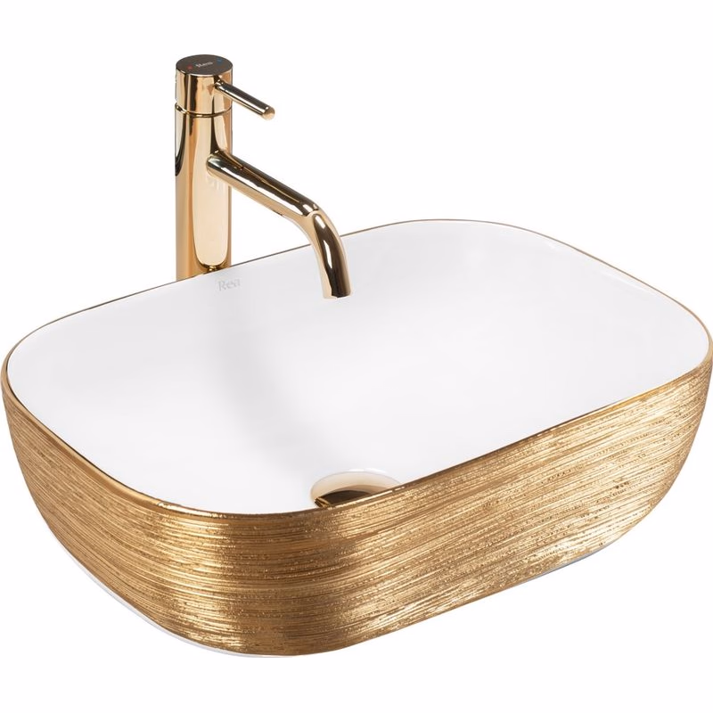 REA - Umývadlo na dosku Belinda White GOLD BRUSH REA-U7422