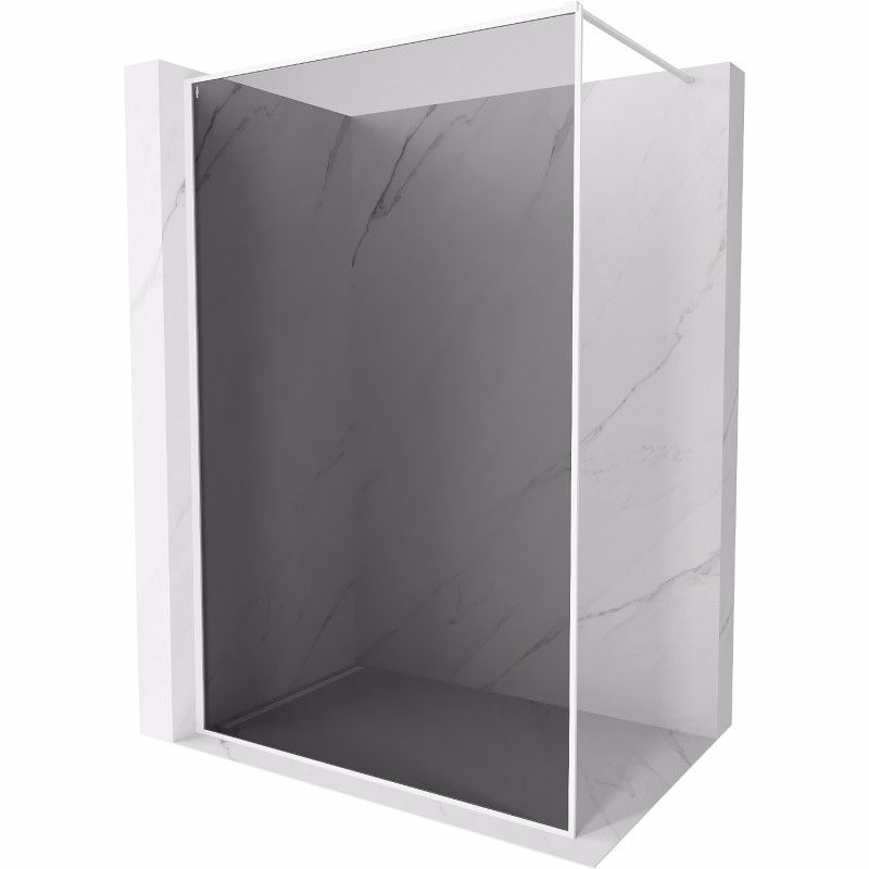 MEXEN/S - Kioto-F Sprchová zástena WALK-IN s rámom 90 x 202, grafit 8 mm, biela 800-090-104-20-40