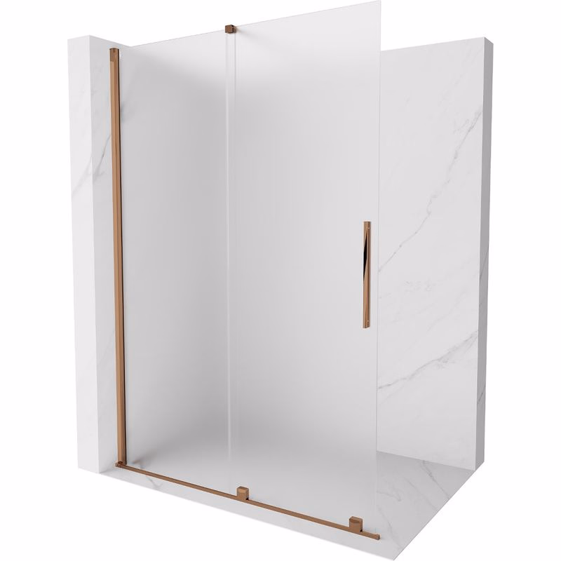 MEXEN/S - Velar Sprchová zástena posuvná Walk-in 150 x 200, dekor 8 mm, ružové zlato 871-150-000-33-60