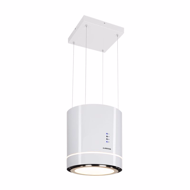 Klarstein Tron Ambience, digestor, 38 cm, ostrovčekový, 540 m³/h, LED, biely