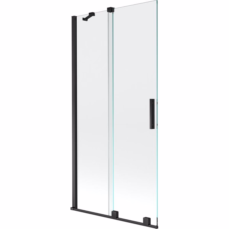 MEXEN/S - Velar Dvojkrídlová posuvná vaňová zástena 95 x 150, transparent, čierna 896-095-000-01-70