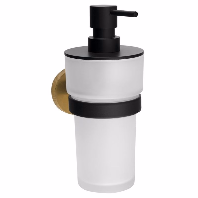 SAPHO - LARISSA mydlenička 250ml, mliečné sklo, čierná/zlato mat WS019BG