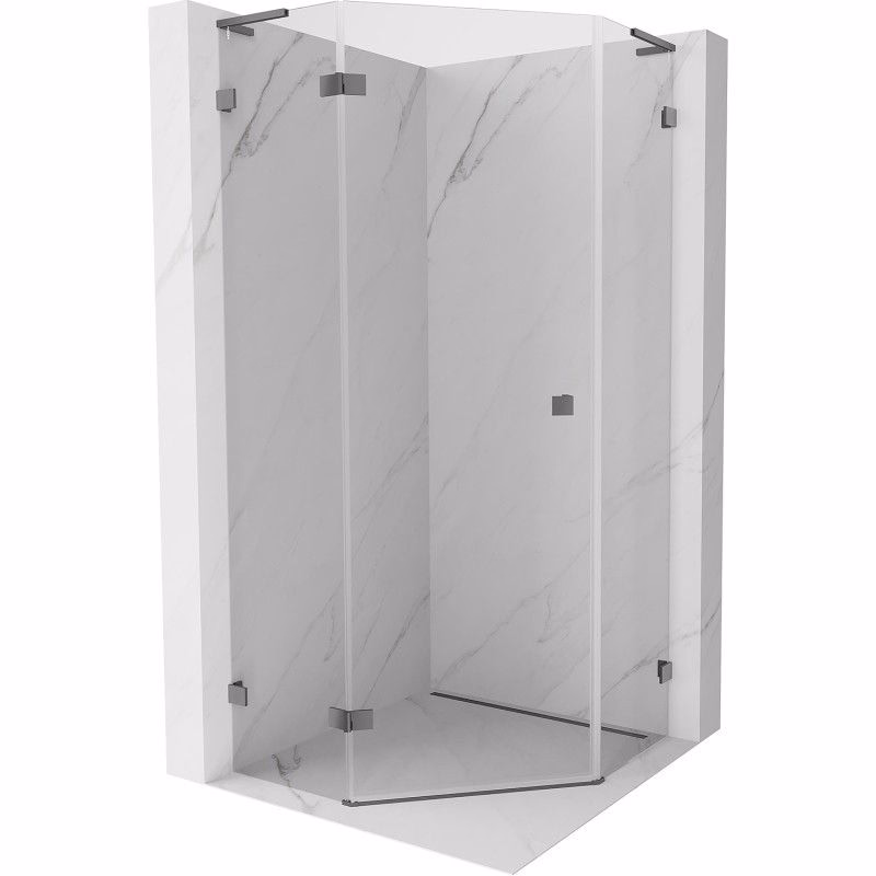 MEXEN/S - Lunar L sprchový kút päťboký krídlový ľavá 80 x 80, transparent, grafit metal 831L-080L-080P-95-00-L