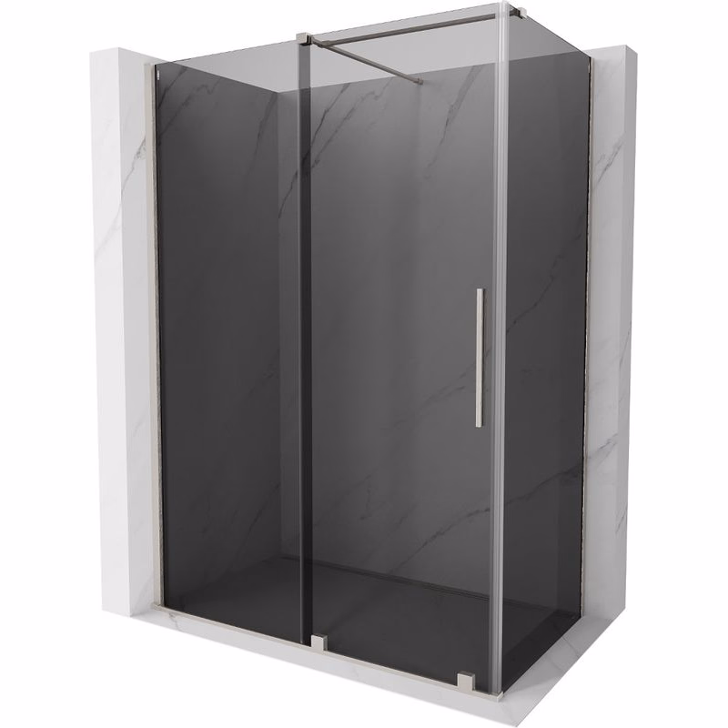 MEXEN/S - Velár sprchovací kút, posuvné dvere 130 x 75, grafit, nikel kartáčovaný 871-130-075-41-97