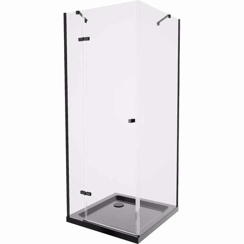 MEXEN/S - Roma sprchovací kút 90x90, transparent, čierna + čierna vanička so sifónom 854-090-090-70-00-4070B