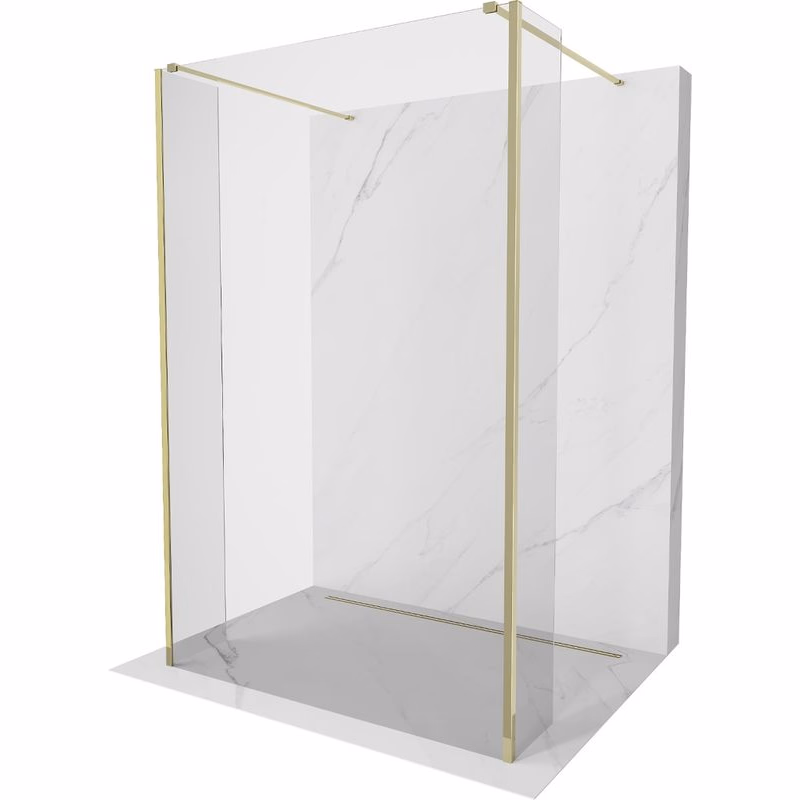 MEXEN/S - Kioto Sprchová zástena WALK-IN voľne stojaca 90 x 30 x 30, transparent, zlatá 800-090-030-222-50-00-030