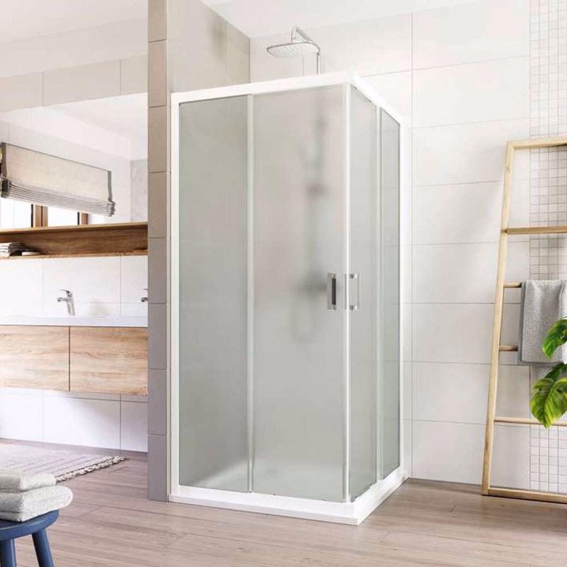 Mereo Sprchovací kút, Lima, štvorec, zasúvací, 90x90 cm, biely ALU, sklo Point CK608A02K
