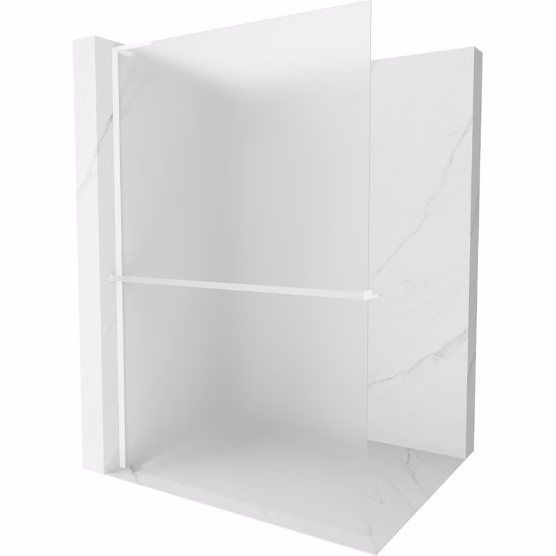 MEXEN/S - Kioto+ L Sprchová zástena WALK-IN s poličkou a držiakom uterákov 110 x 200, dekor, biela 800-110-123-20-30