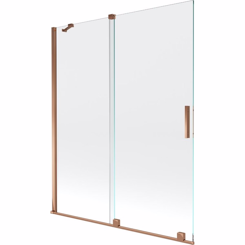 MEXEN/S - Velar Dvojkrídlová posuvná vaňová zástena 140 x 150, transparent, růžové zlato 896-140-000-01-60