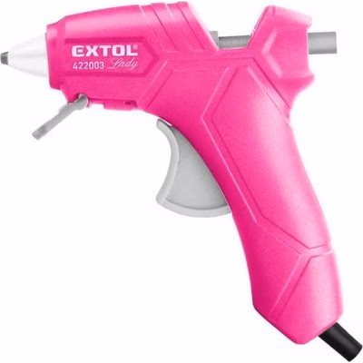 EXTOL LADY Pištoľ lepiaca tavná ružová, max. 70W, pracovný príkon 25W, tavné tyčinky pr.7,2mm