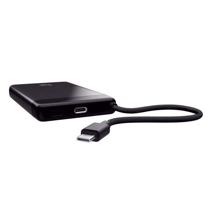 TRUST Powerbanka Fiera, 10000 mAh, S káblom, 2x USB-C, čierna