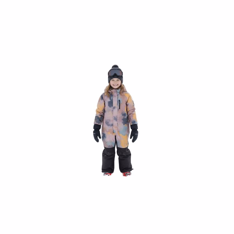 Dievčenský zimný overal COLOR KIDS Coverall - AOP-4200-Woodrose