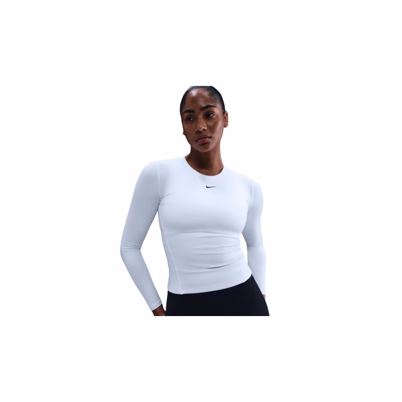 Dámske tréningové tričko s dlhým rukávom NIKE W NK ONE DF FTTD LS TOP WHITE BLACK