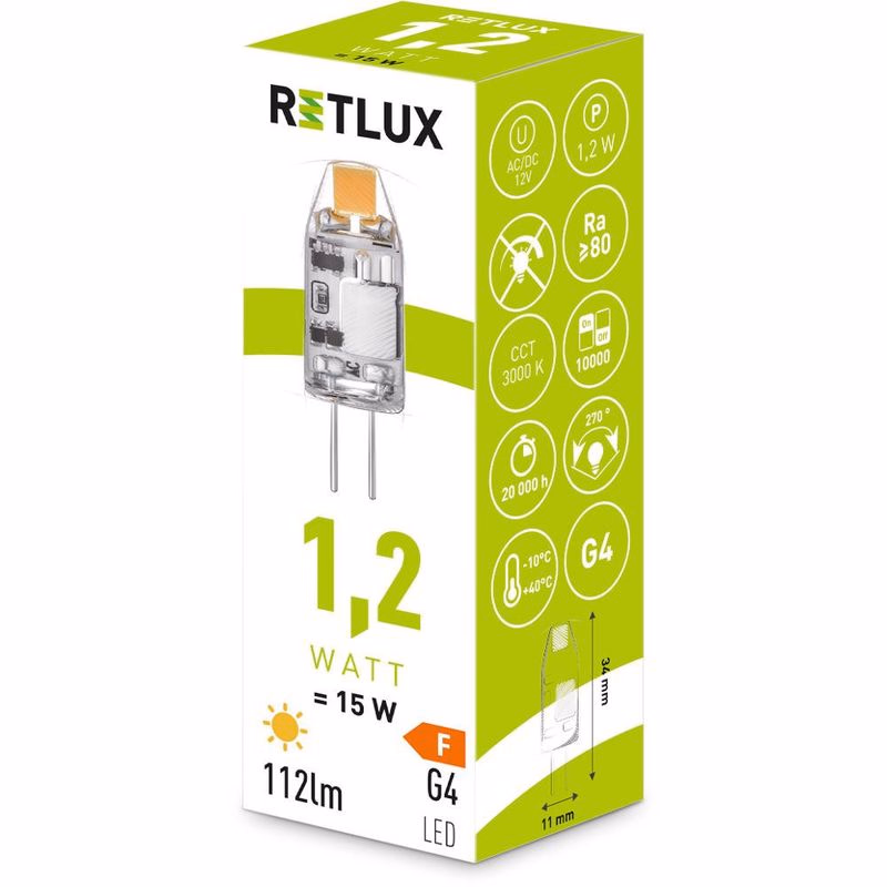 RLL 456 G4 1,2 W LED COB 12V WW RETLUX