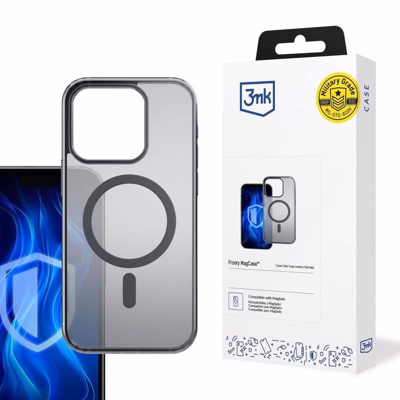 3mk ochranný kryt Frosty MagCase Black pre Apple iPhone 16 Pro