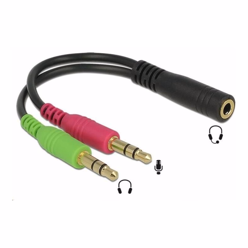 PREMIUMCORD Adaptér 4pólový jack3, 5mm pre slúchadlá a mikrofón, 30cm
