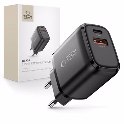 Tech-Protect NCA30 sieťová nabíjačka 30W PD QC, čierna